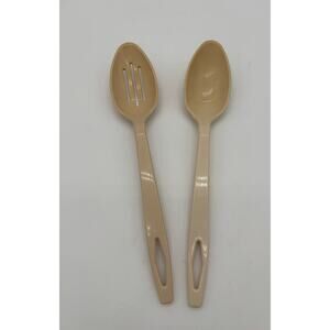 Tailor Made Vintage Beige Serving Spoon Slotted Spoon Set Retro Kitchen Utensils